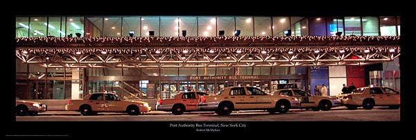 Port Authority Bus Terminal New York City Line of Taxis Poster Print For Sale