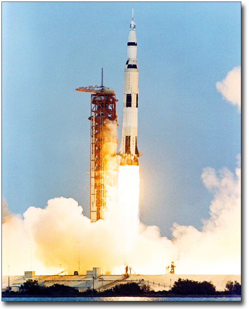 Apollo Saturn V Space Rocket on Launchpad 8x12 Silver Halide Photo Print