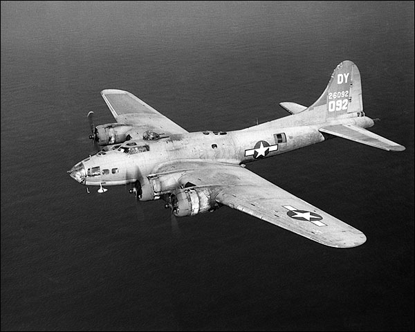 B-17 / B-17F in Flight from Above WWII Photo Print for Sale