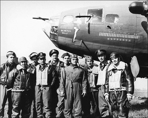WWII B-17 Memphis Belle & Crew US Air Force Photo Print for Sale