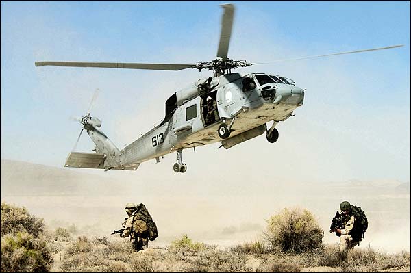 SH-60 Seahawk Helicopter Drops Navy Seals Photo Print for Sale