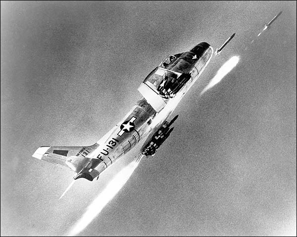 F-86 Sabre Jet Firing Rockets Photo Print for Sale