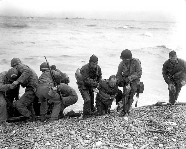 U.S. Troops on Omaha Beach in Normandy 1944 WWII Photo Print for Sale