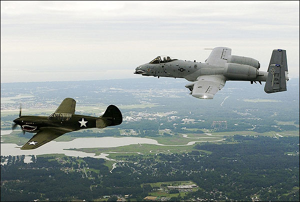 P-40 Warhawk & A-10 Thunderbolt Formation Photo Print for Sale