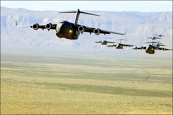 C-17 Globe Master III Aircraft Formation Photo Print for Sale