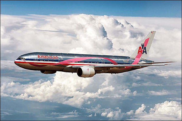 American Airlines Breast Cancer Awareness Boeing 777-200 Photo Print for Sale