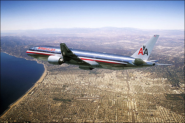 American Airlines Boeing 777-200 in Flight Photo Print for Sale