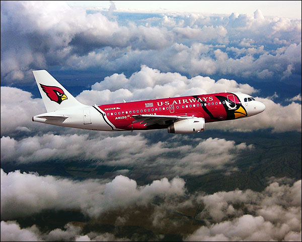 US Airways Airbus A319 Arizona Cardinals Plane Photo Print for Sale