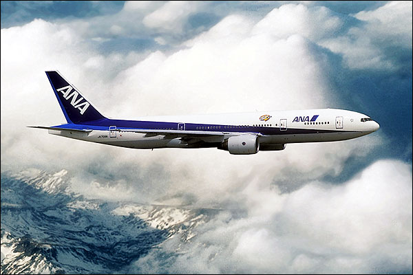 All Nippon Airways Boeing 777-200 in Flight Photo Print for Sale