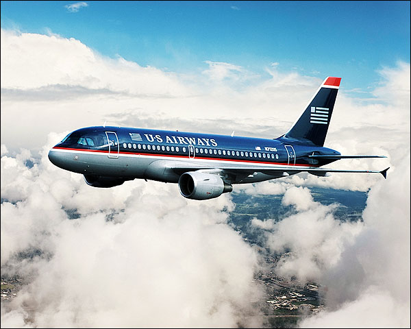US Airways Airbus A320 in Flight Photo Print for Sale