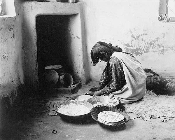 Zuni Indian Making Bread Edward S. Curtis Photo Print for Sale