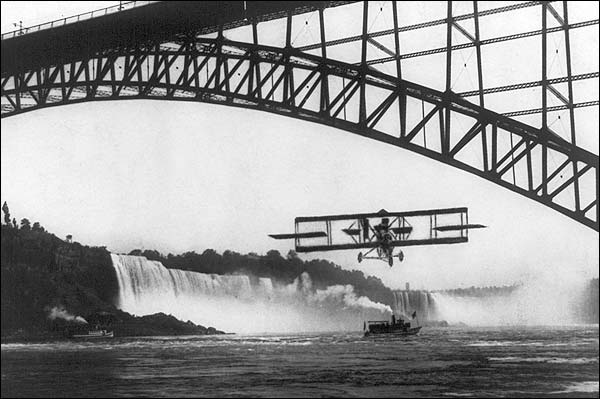 Niagara Falls Bridge Lincoln Beachey Flight Photo Print for Sale
