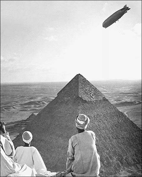 Graf Zeppelin Over Pyramids of Giza, Egypt Photo Print for Sale