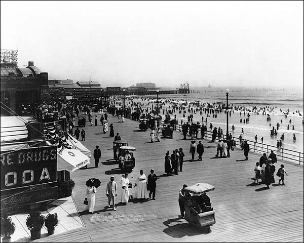 Atlantic City Boardwalk & Beach NJ 1915 Photo Print for Sale