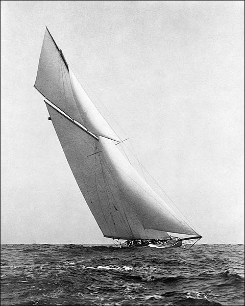 Sailboat Yacht Under Full Sail 1903 Photo Print for Sale