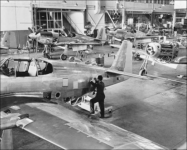 North American P-51 Assembly Line WWII Photo Print for Sale