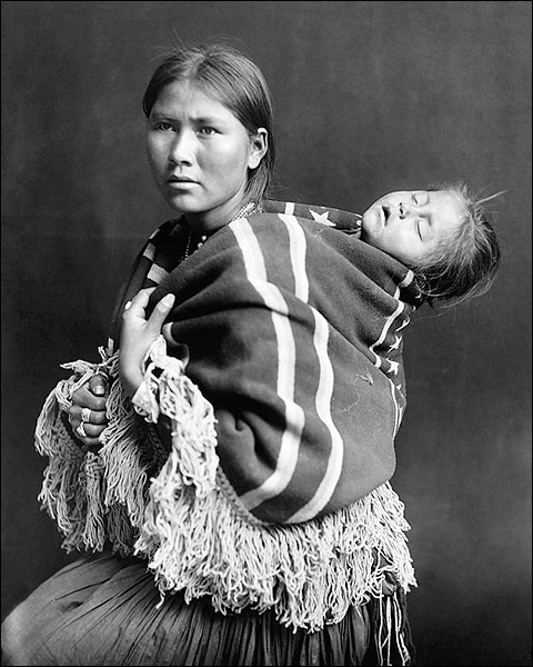Navajo Indian Woman and Sleeping Child Photo Print for Sale