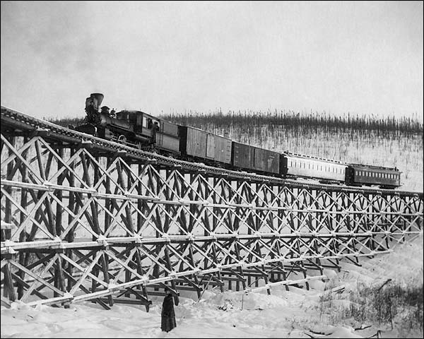 Railroad Train on Fox Gulch Bridge Alaska Photo Print for Sale