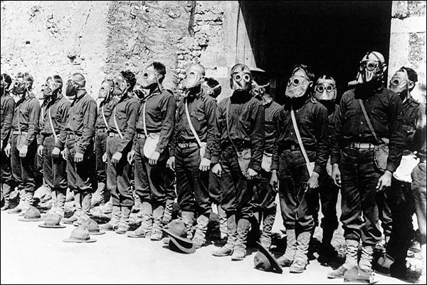 WWI U.S. Marines Wearing Gas Masks 1918 Photo Print for Sale