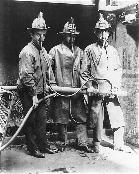 Firefighters Wearing Smoke Mask Invention Photo Print for Sale