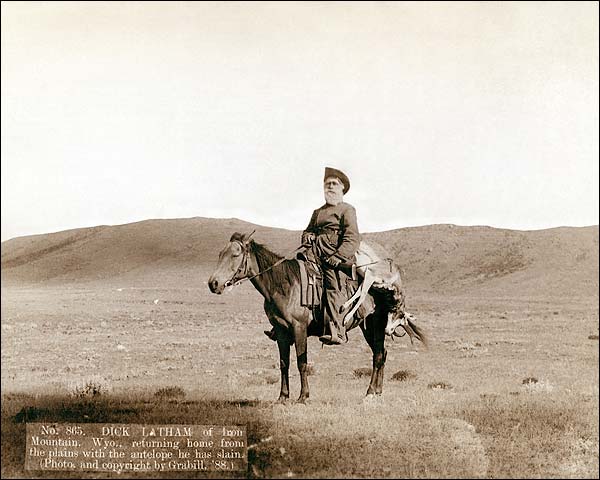 Old West Cowboy Hunter w/ Antelope 1888 Photo Print for Sale