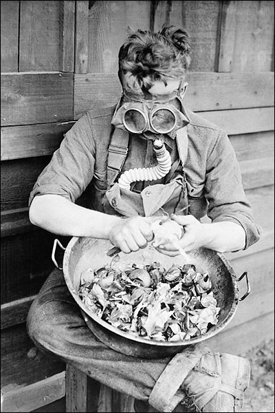 U.S. Soldier Wearing a Gas Mask Camp Kearny Photo Print for Sale