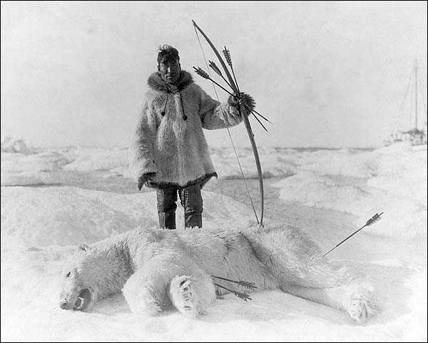 Eskimo Man After Polar Bear Hunt 1924 Photo Print for Sale