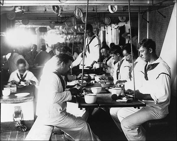 Battleship USS Olympia Sailors in Mess Hall Photo Print for Sale