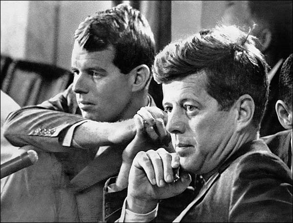 John Kennedy and Robert Kennedy at Committee Hearing 1959 Photo Print for Sale