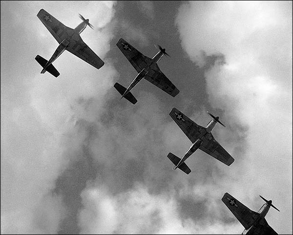 WWII P-51 Mustangs Flying in Formation Photo Print for Sale