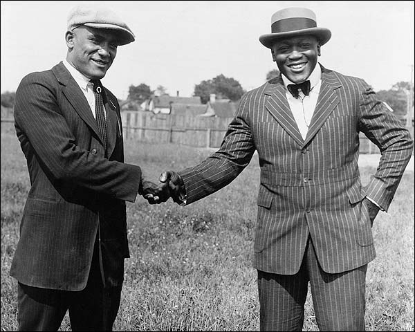 Boxers Tut Jackson and Jack Johnson Meeting Photo Print for Sale