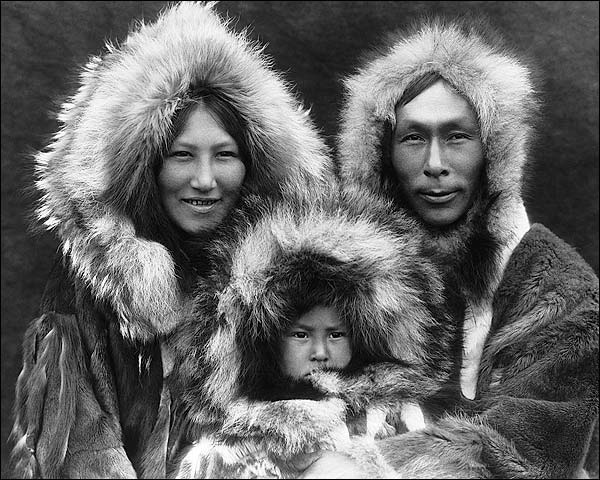 Edward S. Curtis 1929 Noatak Eskimo Family Photo Print for Sale