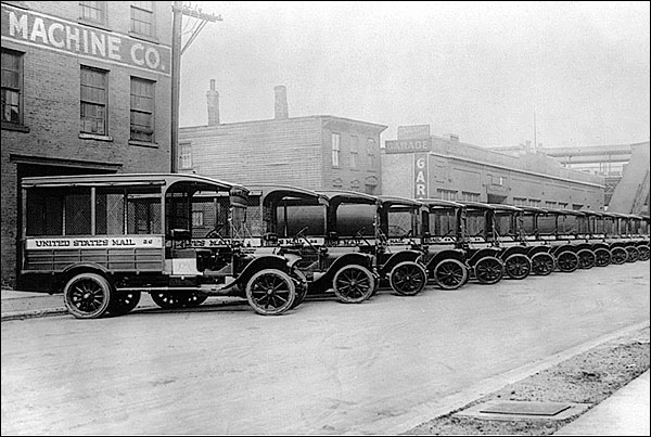 Antique 1920S U.S. Mail Trucks in New York Photo Print for Sale