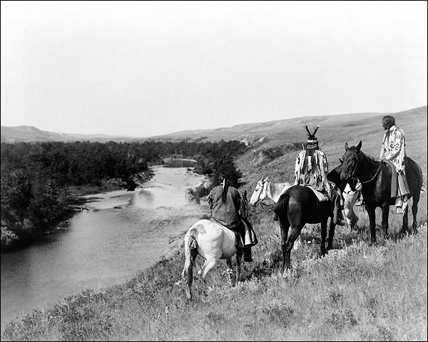 Edward S. Curtis Piegan Indians on Horses Photo Print for Sale