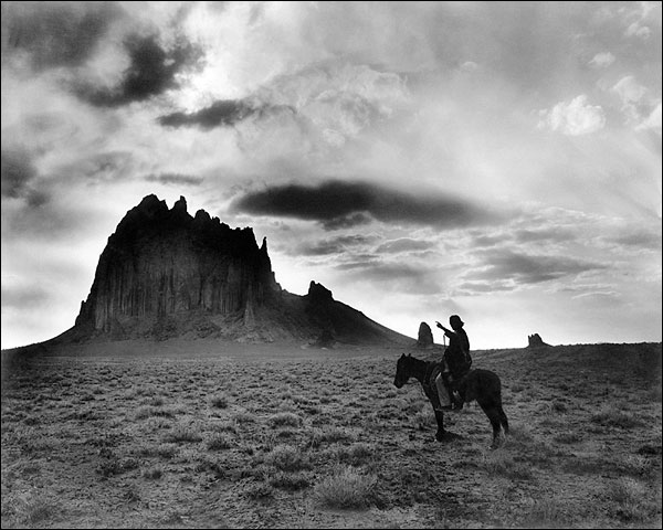 Navajo Indian on Horse, Shiprock New Mexico Photo Print for Sale