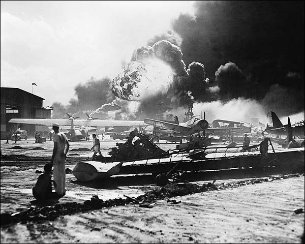 Pearl Harbor Bombing of Naval Air Station Photo Print for Sale