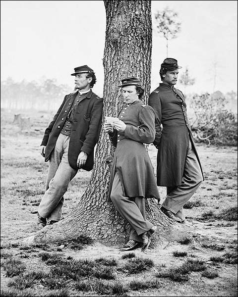Civil War Union Soldiers Relaxing on Tree Photo Print for Sale