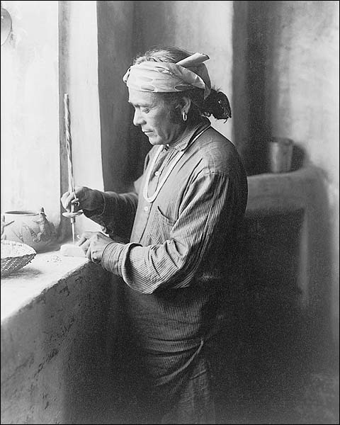 Zuni Indian Bead Worker Edward S. Curtis Photo Print for Sale