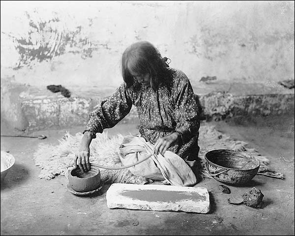 Zuni Woman Making Pottery Edward S. Curtis Photo Print for Sale