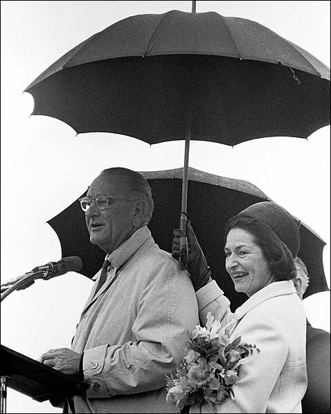 Pres. Lyndon & Lady Bird Johnson in Rain Photo Print for Sale