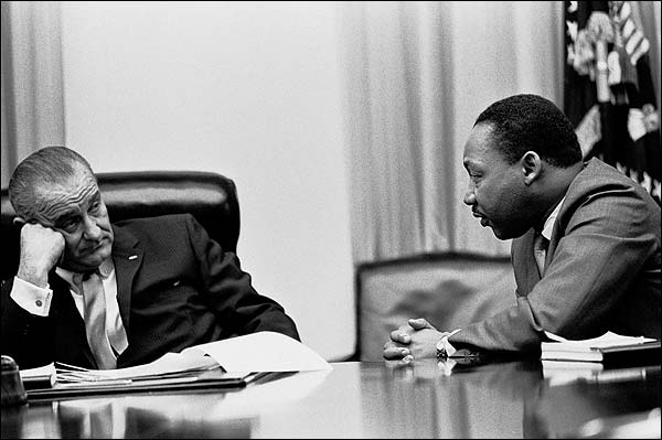 Lyndon Johnson and Martin Luther King in Cabinet Room Photo Print for Sale