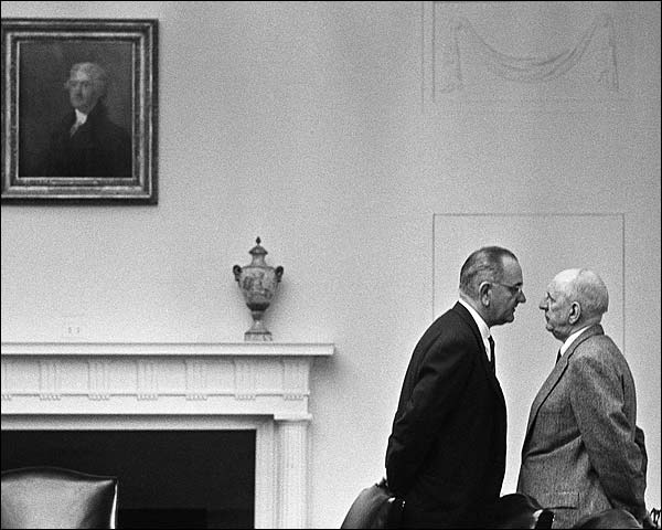 President Lyndon Johnson with Senator Richard Russell Photo Print for Sale
