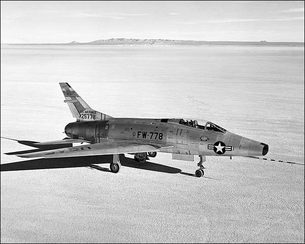F-100 Super Sabre on Lakebed Photo Print for Sale