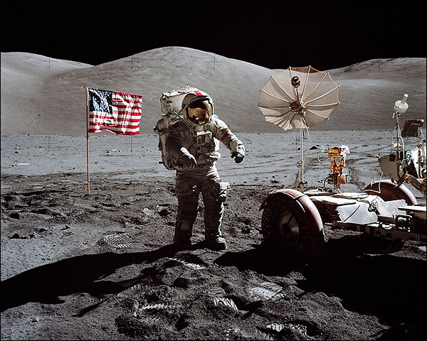 Eugene Cernan Apollo 17 Astronaut with Lunar Rover Photo Print for Sale