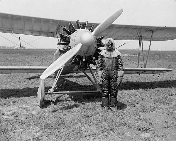 Test Pilot with Wright XF3W Apache Biplane 1928 Photo Print for Sale