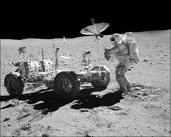 NASA Apollo 16 Astronaut John Young with Lunar Rover Photo Print for Sale