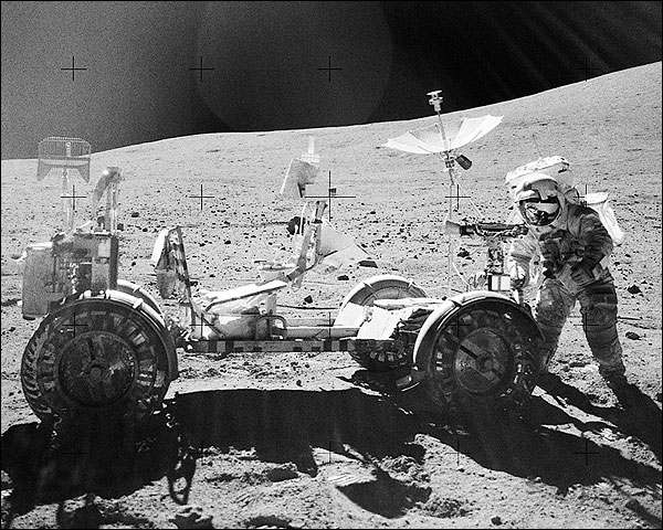 John Young Apollo 16 Astronaut with Lunar Rover Photo Print for Sale