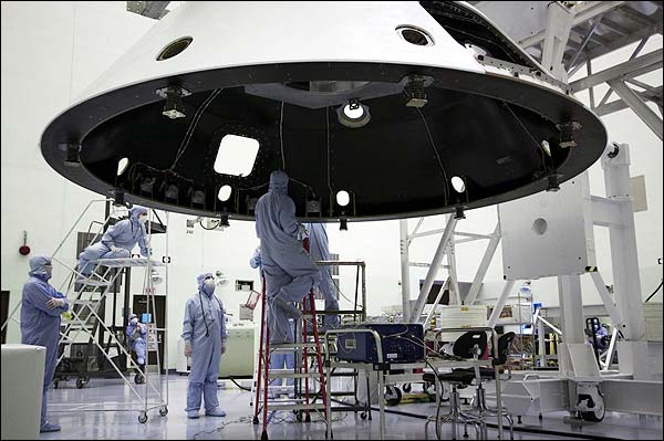 Technicians Prepare Backshell for Mars Science Laboratory Photo Print for Sale