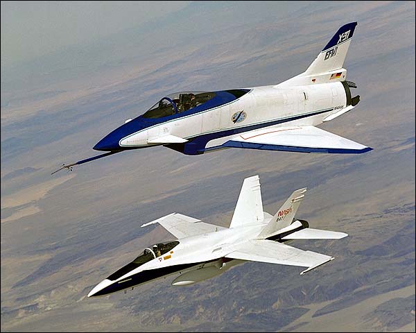 X-31 Aircraft in Flight w/ F-18 Chase NASA Photo Print for Sale