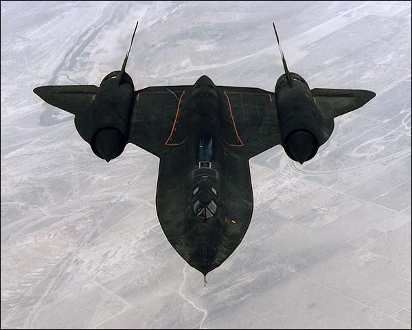 SR-71 Blackbird in Flight View from Above Photo Print for Sale